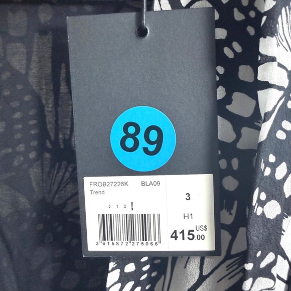 The Kooples Dress Size 8 Black White Floral‎ Butterfly Print Long Sleeve Mini - Picture 2 of 15